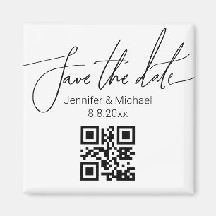 elegante save the date, qr code minimalistische br magneet