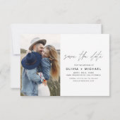 Elegante Save the Date-script foto minimalistisch Save The Date (Achterkant)