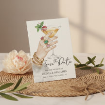 Elegante 'Save the Date'-trouwuitnodiging in cockt