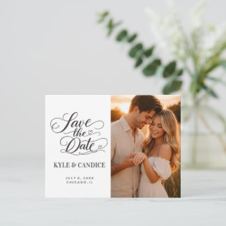 Elegante Save the Date Verlovingscalligrafie Aankondigingskaart