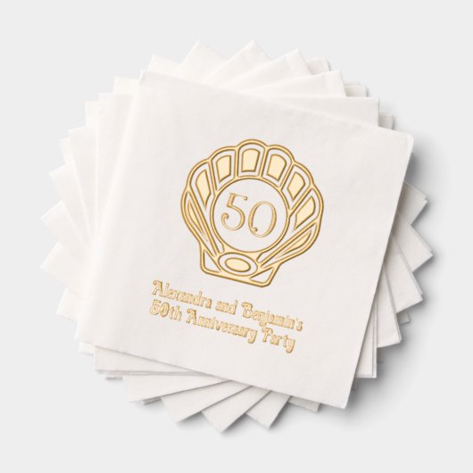 Elegante Scallop Shell Seashell Jubileum Party Folie Servetten (Insitu (Gestapeld))