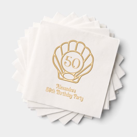 Elegante Scallop Shell Seashell Verjaardagsfeest # Folie Servetten (Insitu (Gestapeld))