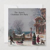 Élégante scène de Noël Vintage Invitations (Dos)