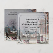 Élégante scène de Noël Vintage Invitations (Devant / Derrière)