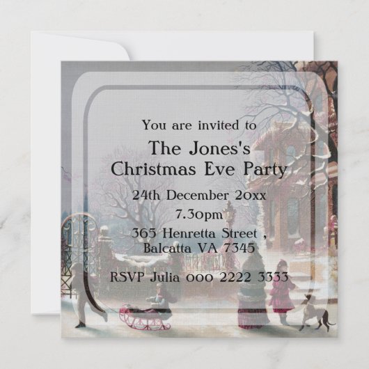 Élégante scène de Noël Vintage Invitations (Devant)
