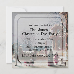 Élégante scène de Noël Vintage Invitations
