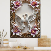 Elegante scène van witte duiven poster (Keuken)