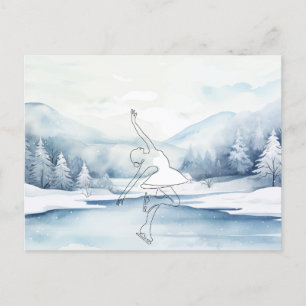 Elegante schaatser in Winter Wonderland Briefkaart