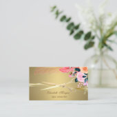 Elegante Scharen, Bloemen Veer Nep Goud Visitekaartje (Staand voorkant)