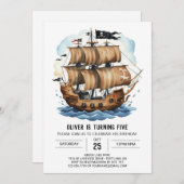 Elegante Schatkaart Boot Piraat Verjaardag Kaart (Voorkant / Achterkant)