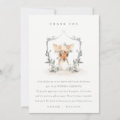 Elegante Schattig Cute Hert Bloemenkroon Trouw Bedankkaart (Voorkant)