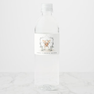 Elegante Schattig Schattig Hert Bloemenkroon Bruil Waterfles Etiket