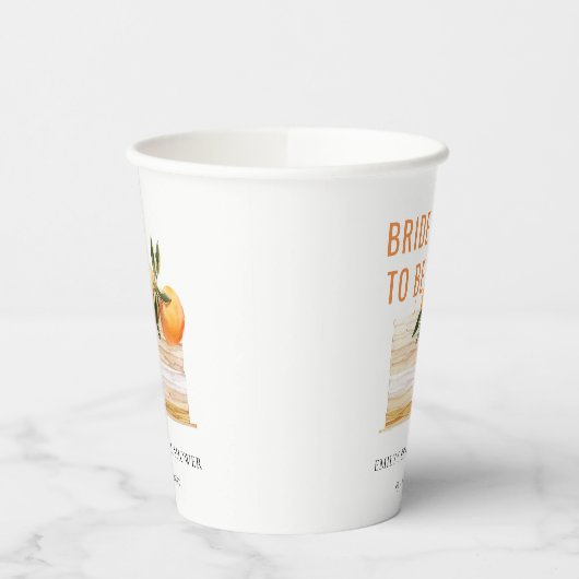 Elegante Schattige Boho Sinaasappel Fruit Cake Bru Papieren Bekers (Links)