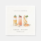 Elegante Schattige Fruitcocktail Sinaasappels Kopp Servet (Voorkant)