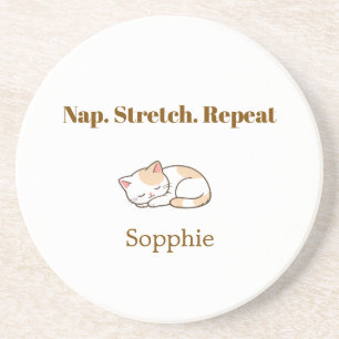 Elegante Schattige Kattenliefhebber Trendy Klasse Zandsteen Onderzetter