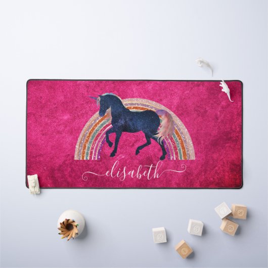 Elegante Schattige Meisjesnaam Regenboog Hemels Ee Bureaumat (Kindertafel)