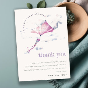 Elegante schattige roze vliegende vlieger sky wolk bedankkaart