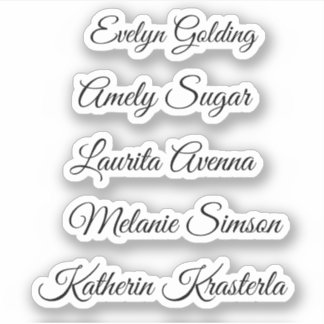 Elegante schattige  speelse script naam hoort bij sticker