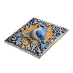 Elegante Schattige Trendy Wilde Bloemige Blauwe Vo Tegeltje
