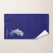Elegante Schattigee Dolfijn & Script op Navy Blue Bad Handdoek (Handdoek)