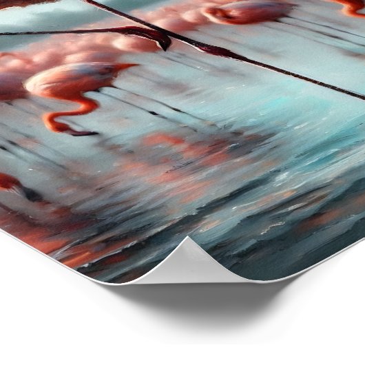 Elegante, Schattigee roze Flamingo wall deco Poster (Hoek)