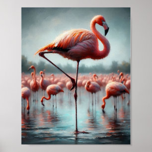 Elegante, Schattigee roze Flamingo wall deco Poster