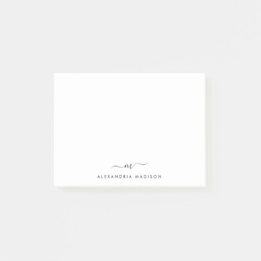 Elegante Schattigee stijlvolle Girly Script Monogr Post-it® Notes (Voorkant)
