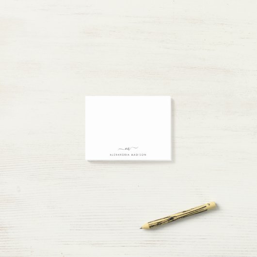Elegante Schattigee stijlvolle Girly Script Monogr Post-it® Notes (Op bureau)