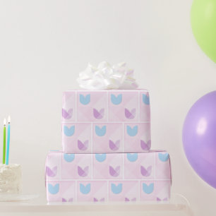Elegante, Schattigee Zachte Blauwe en Paarse Tulpe Cadeaupapier