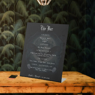 Elegante schedel vleermuizen Gotische maan bruilof Reclamebord Met Voetstuk