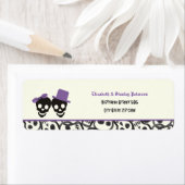 Elegante schedels Halloween paarse bruiloft label (Insitu)