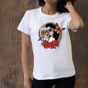 Elegante Schedelsuikers Monarch Rode Rozen Art Nou T-shirt