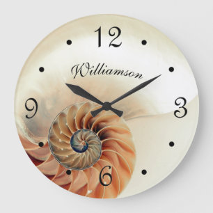 Elegante schelp beige familienaam kust  grote klok