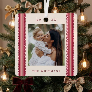 Elegante Schelp Lint Frame Kerst Foto Metalen Ornament