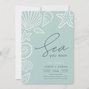 Elegante Schelpen Kust Baby Shower Kaart