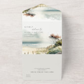Elegante Schemerige Kust Zand Strand Zeelandschap  All In One Uitnodiging (Buitenkant)