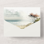 Elegante Schemerige Kust Zand Strand Zeelandschap  All In One Uitnodiging (Achterkant)