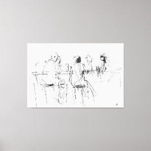 Elegante schets met minimale barscène - Premium Canvas Afdruk