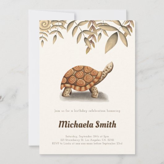 Elegante schildpad Sepia Brown Verjaardag Kaart (Voorkant)
