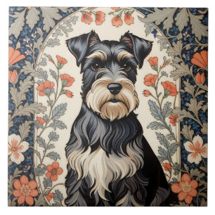 Elegante Schnauzer William Morris geïnspireerde bl Tegeltje