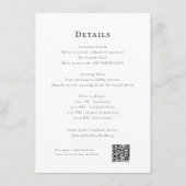 Elegante schone bruiloft details qr code informatiekaartje (Voorkant)