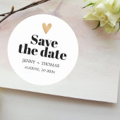 Elegante schone trouw gouden hart save the date ronde sticker