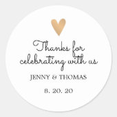 Elegante schone trouwkaart bedankt ronde sticker (Voorkant)