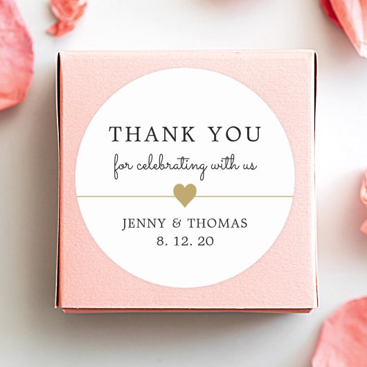 Elegante Schoon Witte Nep Gouden Hart Bedankt Ronde Sticker