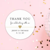 Elegante Schoon Witte Nep Gouden Hart Bedankt Ronde Sticker