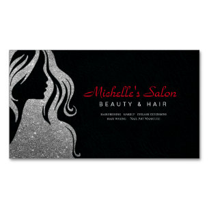 Elegante Schoonheidssalon & Haarstylist Zilver Zwa Magnetisch Visitekaartje