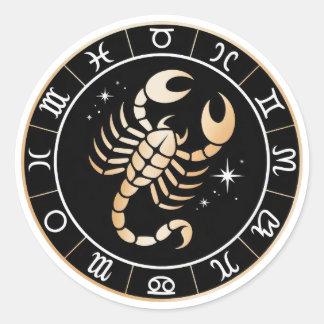 Elegante Schorpioen Zodiac Constellatie Goud Zwart Ronde Sticker