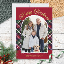 Elegante Schotse Plaid Boog Foto Prettig Kerstfees