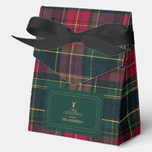 Elegante Schotse Plaid Kerstmis Familienaam Bedankdoosjes