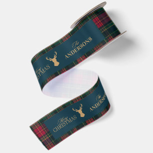 Elegante Schotse Plaid Kerstmis Familienaam Lint